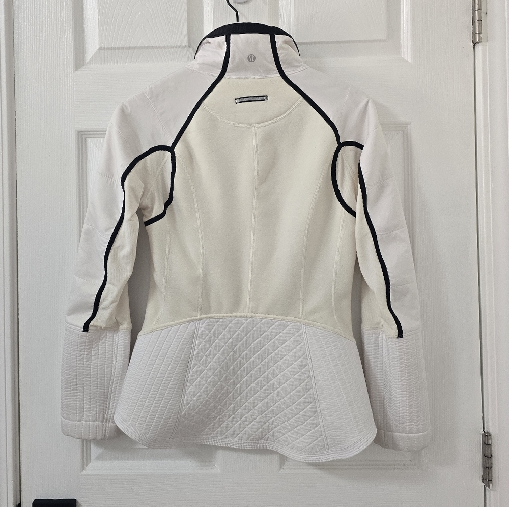 Lululemon White /cream High Neck Fleece Lined Jacket Size 8 - Picture 7 of 8